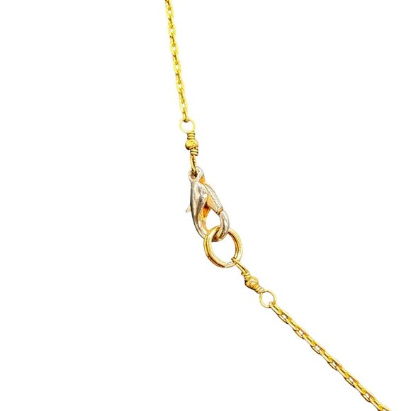 Quartz Stone Black Beaded Wire Pendant Y Drop Chain Necklace Gold Tone - Picture 8 of 8